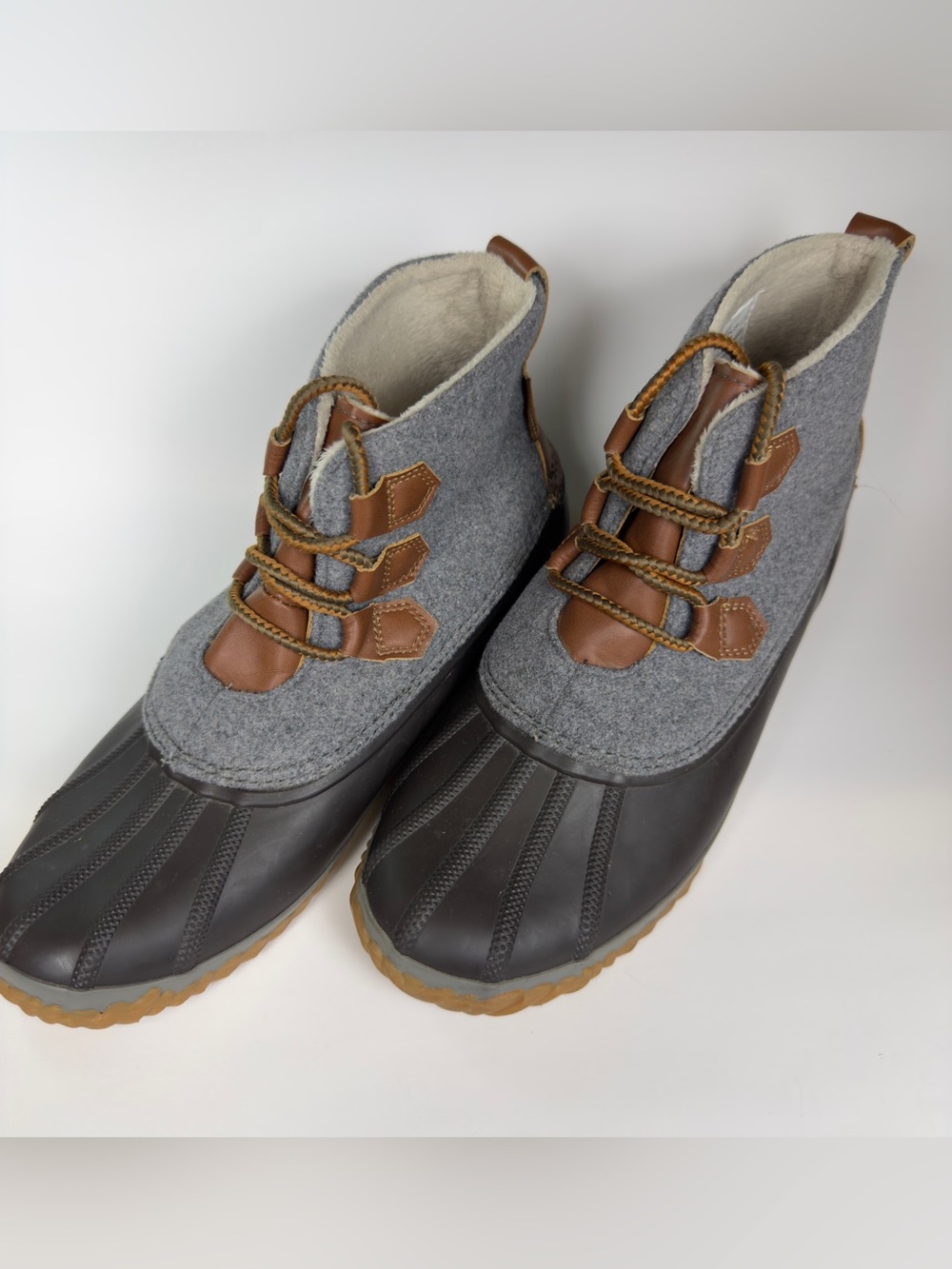 JBU Women's Gray and Brown Waterproof Winter Boots US 11